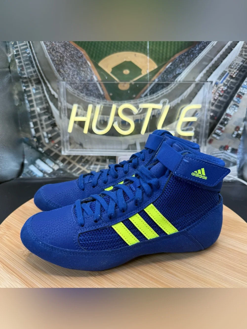 Adidas HVC Wrestling Boxing shoe Royal Blue/Solar Yellow youth Size 3.5